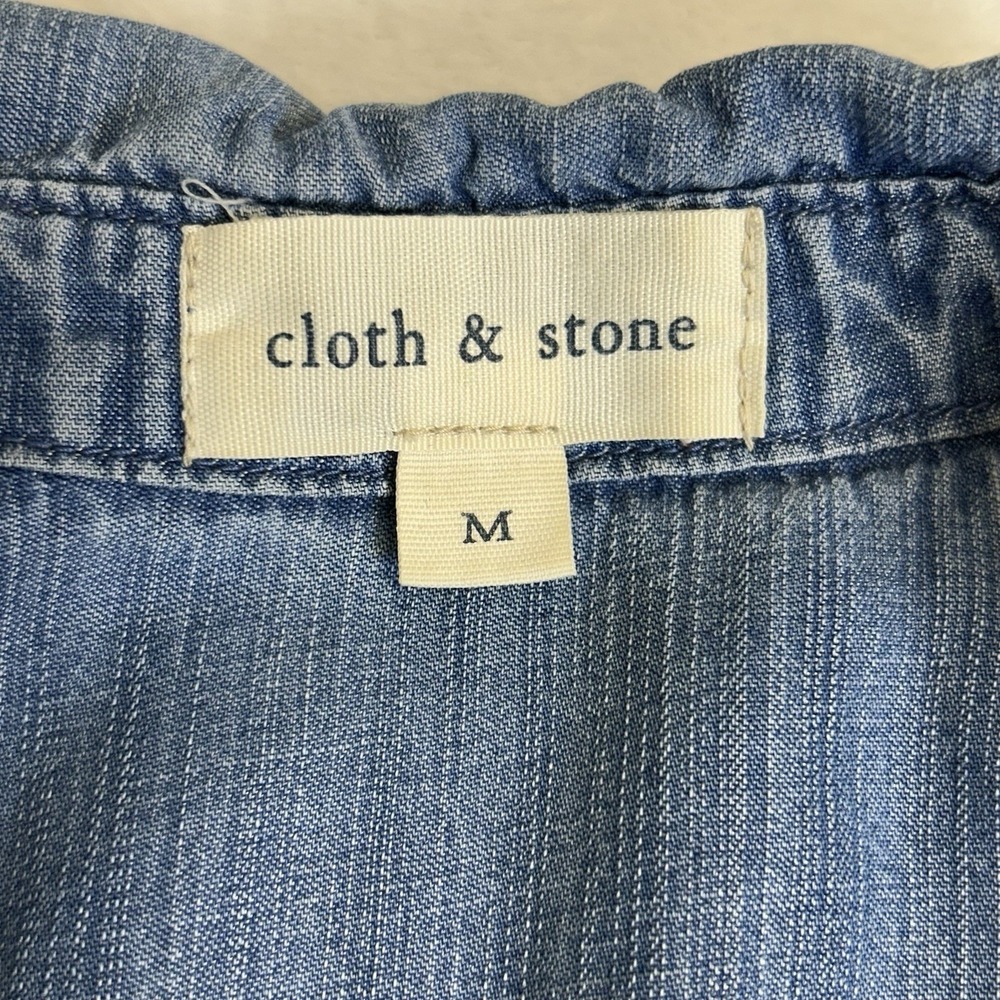 Anthropologie Cloth & Stone Chambray Denim Popover Shirt Dress Size Medium - Picture 5 of 12